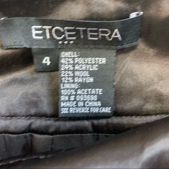 ETCETERA GOLD BRONZE METALLIC PENCIL SKIRT WOOL BLEND EXPOSED ZIPPERS SIZE 4 - Picture 8 of 12